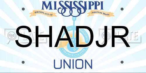 SHADJR Mississippi License Plate