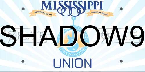 SHADOW9 Mississippi License Plate