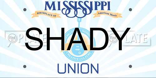 SHADY Mississippi License Plate