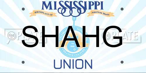 SHAHG Mississippi License Plate