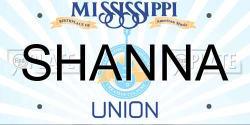 SHANNA Mississippi License Plate