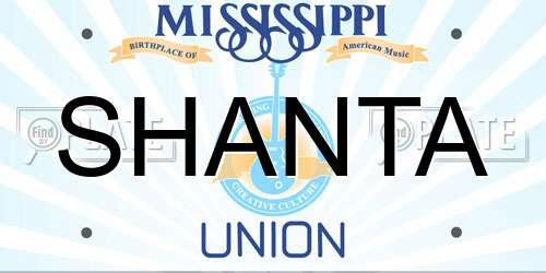 SHANTA Mississippi License Plate