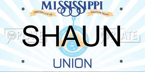SHAUN Mississippi License Plate