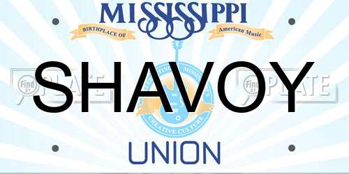 SHAVOY Mississippi License Plate