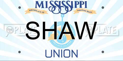 SHAW Mississippi License Plate