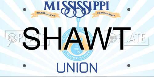 SHAWT Mississippi License Plate