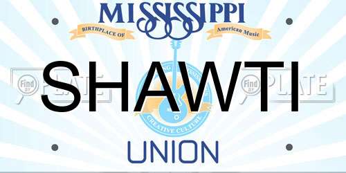 SHAWTI Mississippi License Plate