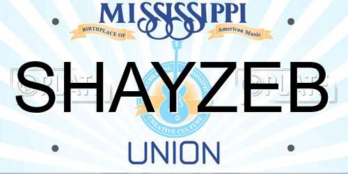 SHAYZEB Mississippi License Plate