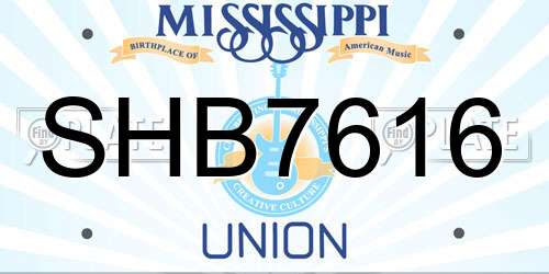 SHB7616 Mississippi License Plate