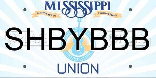 SHBYBBB Mississippi License Plate