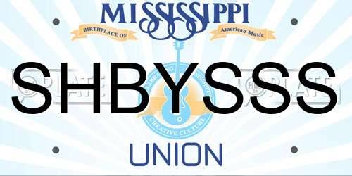 SHBYSSS Mississippi License Plate