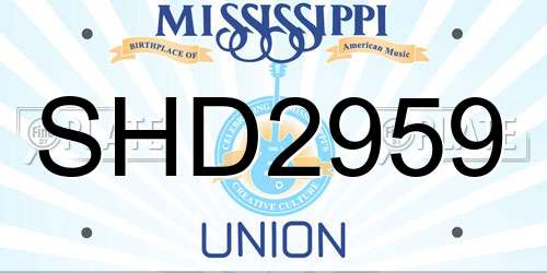 SHD2959 Mississippi License Plate