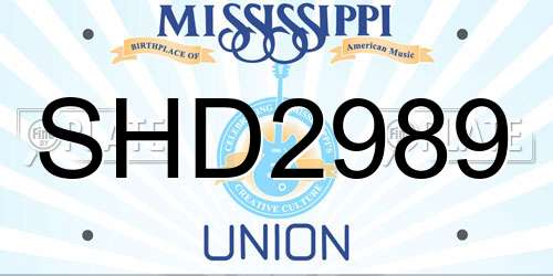 SHD2989 Mississippi License Plate