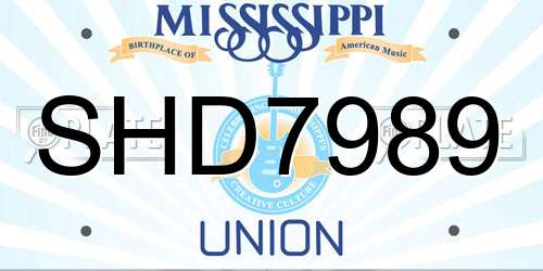 SHD7989 Mississippi License Plate