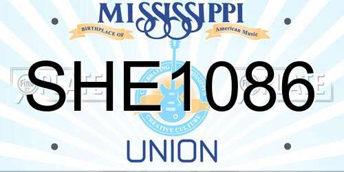 SHE1086 Mississippi License Plate