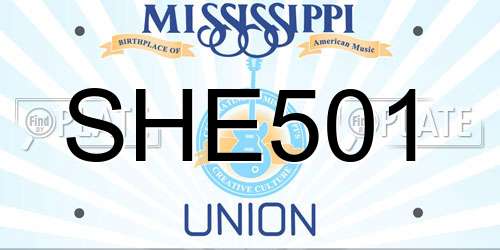 SHE501 Mississippi License Plate