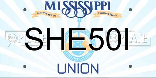 SHE50I Mississippi License Plate