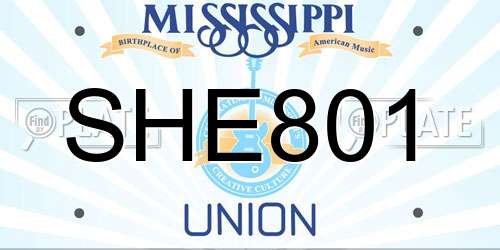 SHE801 Mississippi License Plate