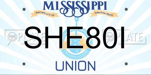 SHE80I Mississippi License Plate