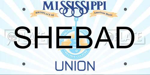SHEBAD Mississippi License Plate