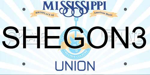 SHEGON3 Mississippi License Plate