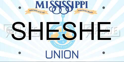SHESHE Mississippi License Plate
