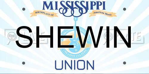SHEWIN Mississippi License Plate