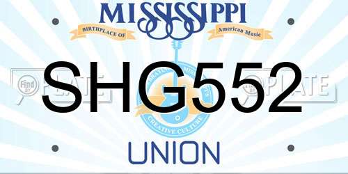 SHG552 Mississippi License Plate