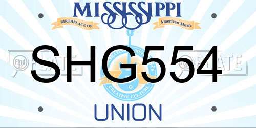 SHG554 Mississippi License Plate