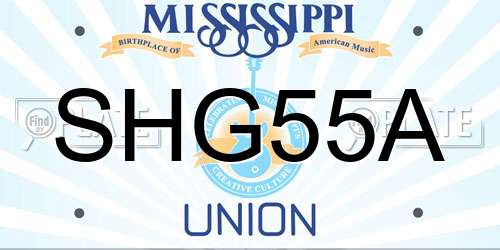 SHG55A Mississippi License Plate
