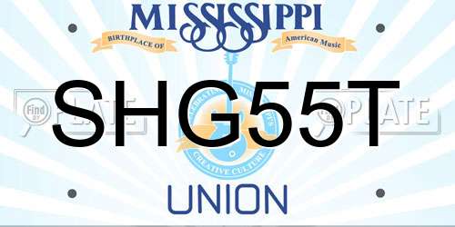 SHG55T Mississippi License Plate