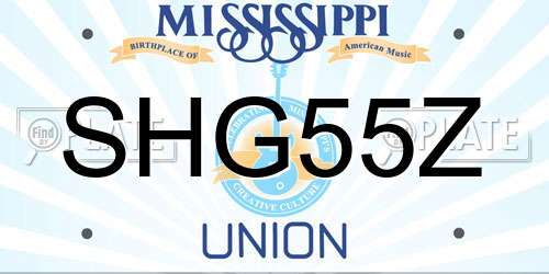 SHG55Z Mississippi License Plate