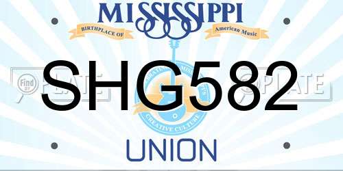 SHG582 Mississippi License Plate