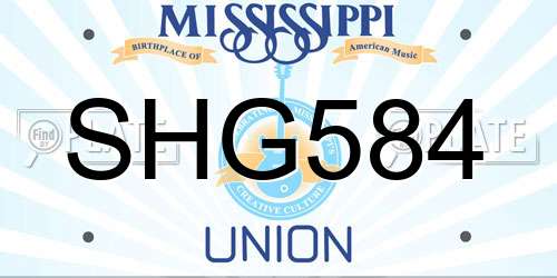 SHG584 Mississippi License Plate