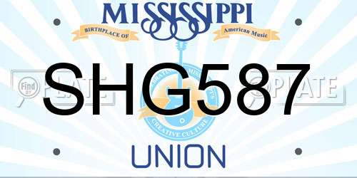 SHG587 Mississippi License Plate