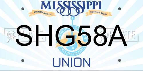 SHG58A Mississippi License Plate