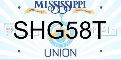 SHG58T Mississippi License Plate