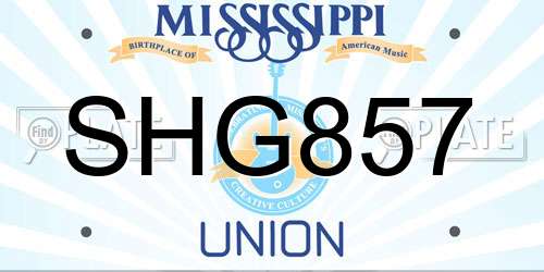 SHG857 Mississippi License Plate