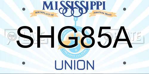 SHG85A Mississippi License Plate