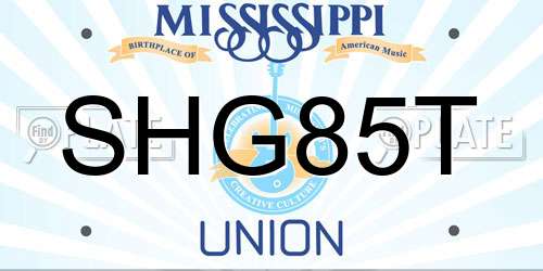 SHG85T Mississippi License Plate