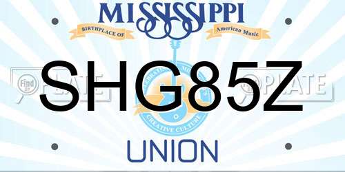 SHG85Z Mississippi License Plate