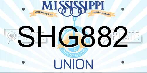 SHG882 Mississippi License Plate