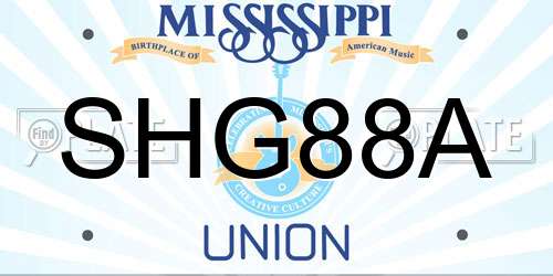 SHG88A Mississippi License Plate
