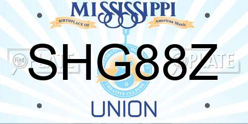 SHG88Z Mississippi License Plate