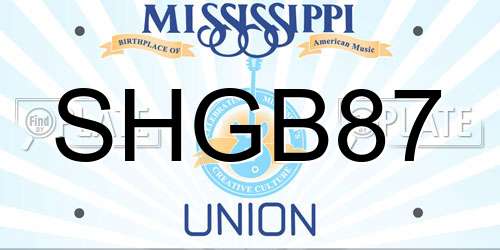 SHGB87 Mississippi License Plate