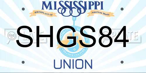 SHGS84 Mississippi License Plate