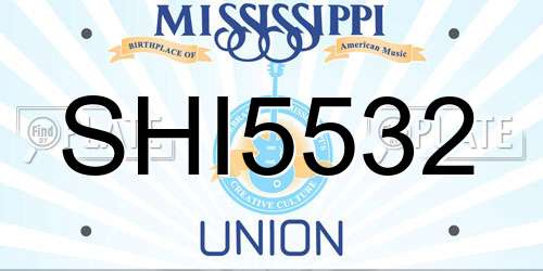 SHI5532 Mississippi License Plate
