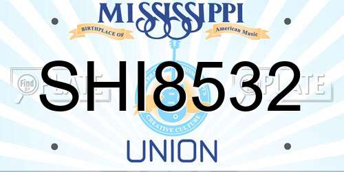 SHI8532 Mississippi License Plate
