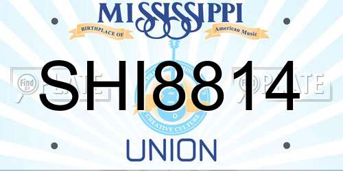 SHI8814 Mississippi License Plate