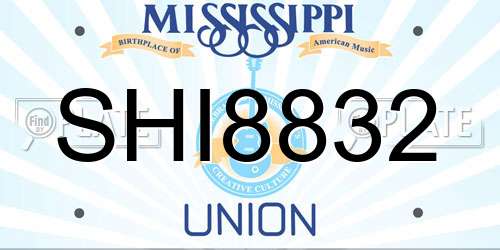 SHI8832 Mississippi License Plate